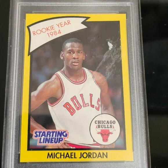 1990 Kenner Starting Lineup Yellow Rookie Year 1984 Michael Jordan PSA 8 RARE